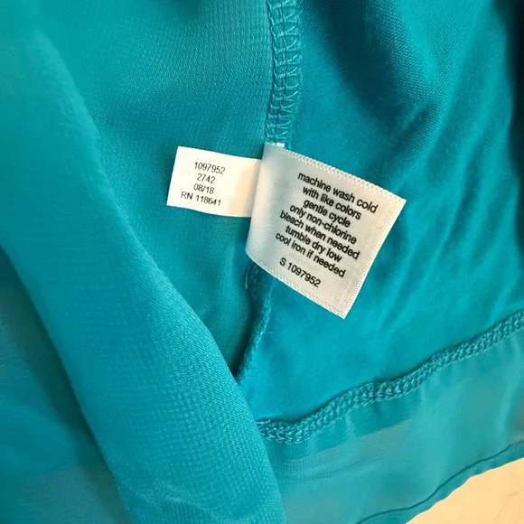 Lane‎ Bryant Teal Blue Sheer Trim Duster Cardigan Flowy Draped Fits 1XL-2XL - Picture 5 of 7